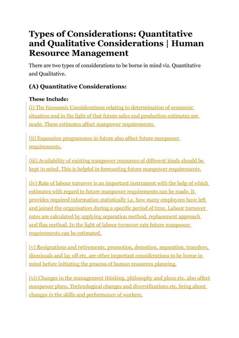 Types of Considerations: Quantitative and Qualitative …