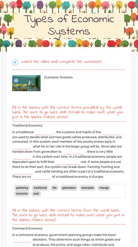 Types of Economic Systems Interactive Worksheet by Gini Wizer.me