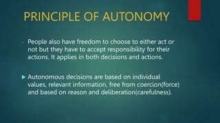 Types of autonomy in ethics.  Autonomy refers to self-governance. In the re...