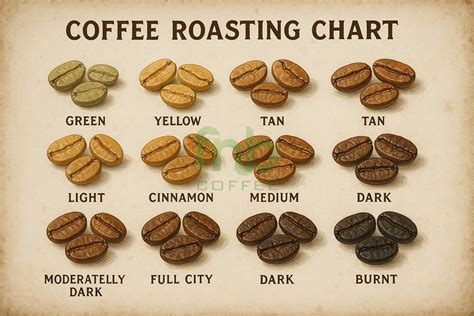 Types of coffee beans roast.  Larger genres and styles comprise more specific sub-...