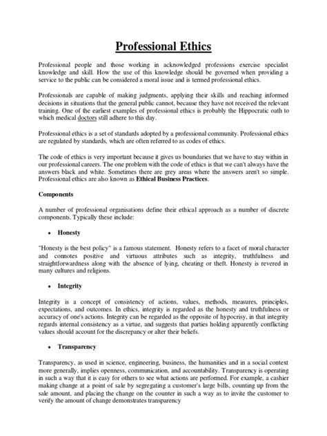 Types of professional ethics pdf. 2 Role-ethics and professional ethics 4 1. 1.  This is m...