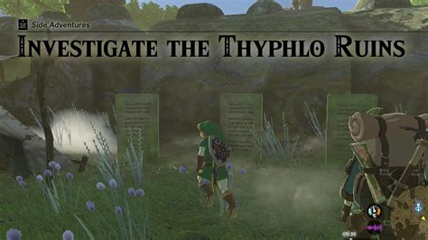 Jun 29, 2023 · The "Investigate the Typhlo Ruins" Side Adventure in Tears of the Kingdom consists of four side quests.It also requires the completion of all the temples. After this, players can then solve four ... . 