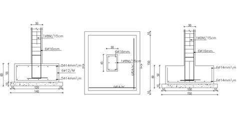Typical Foundation Column Structure Drawing Free DWG File Cadbull