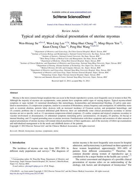 Typical and atypical clinical presentation of uterine myomas