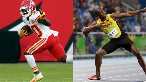 Tyreek hill 100 meter dash. A non-elite athlete can run a 100-meter race in 13-14 seconds or at 15.9mph. However, Olympic qualifying times are much lower. The men's qualifying 100m time for London 2012 was 10.18 seconds and the women's was 11.29 seconds. About 100 years ago, the time of 10.6 seconds in the men's 100m event would have earned a gold medal. 