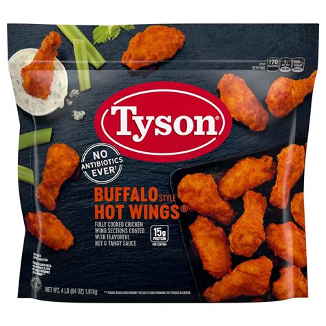 Tyson hot wings. Shop Tyson Any'tizers Frozen Bone-In Chicken Hot Wings - Buffalo Style - Family Pack - compare prices, see product info & reviews, add to shopping list, or find in store. Many products available to buy online with hassle-free returns! ... These hot wings are made with bone-in chicken and covered in spicy, tangy Buffalo sauce. … 