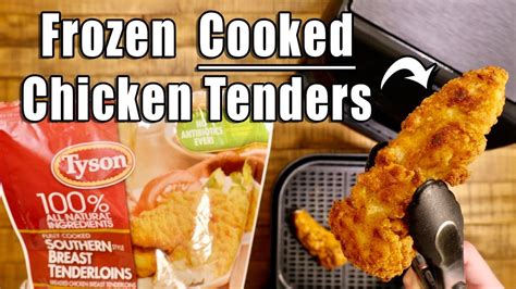 Tyson southern style chicken tenderloins air fryer. Spray bottom of air fryer with a light coat of vegtable oil, if desired. 2. Arrange frozen fillets in a single layer on bottom tray. 3. Set airfryer to 300°F. 4. Heat fillets for 12 - 14 minutes (no need to preheat air fryer). 5. Let stand 1 to 2 minutes before serving. 