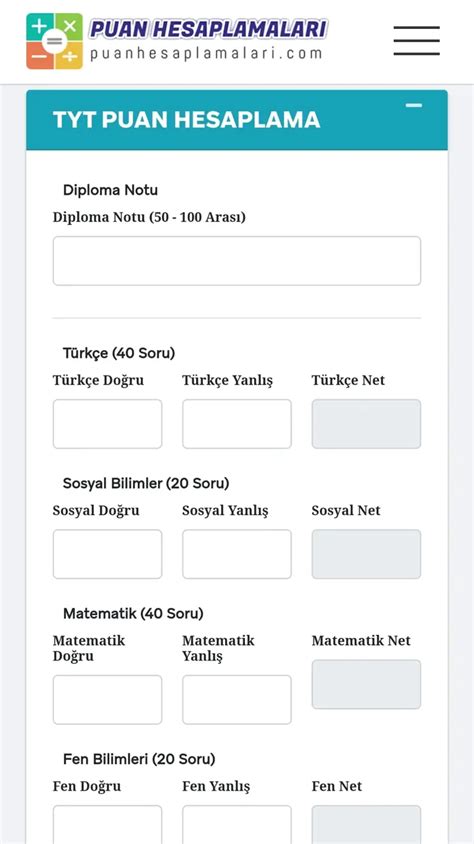 Tyt Puan Hesaplama, 2022 Ayt Puan Hesaplama, 2022 Yks Puan Hesaplama,2022 Yks Sıralama Hesaplama,2022 Tyt Sıralama Hesaplama, 2022 Türkiye Sıralaması Hesaplama, Ösym Puan Hesaplama, YÖKPuan ve Sıralama Hesaplama 📊 Son 3 yılın ÖSYM verileriyle karşılaştırmalı olarak YKS (TYT-AYT-YDT) puan ve sıralama hesabı yapabilirsiniz.