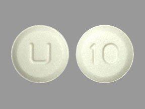 U 10 pill. white round Pill with imprint u 10 tablet for treatment of Angina Pectoris, Variant, Coronary Artery Disease, Hypertension, Hypotension with Adverse Reactions & Drug Interactions supplied by ... White to off-white round flat faced beveled edge tablets debossed with 'U' on one side and '10' on the other side Bottle of 90 (29300-398-19) Bottle of ... 