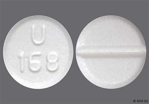 U 168 pill white round. Enter the imprint code that appears on the pill. Example: L484; Select the the pill color (optional). Select the shape (optional). Alternatively, search by drug name or NDC code using the fields above. Tip: Search for the imprint first, then refine by color and/or shape if you have too many results. 
