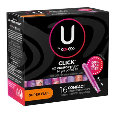 U by Kotex Click Compact Tampons, Super Plus, Unscented, 16 …