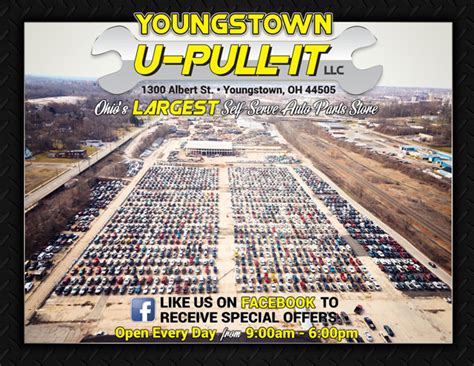 U pull it columbus ohio. Youngstown U-Pull-It is Ohio's largest self-serve auto parts store. You bring your own tools, pull your own parts and SAVE BIG. ... YOUNGSTOWN U-PULL-IT 1300 Albert St. Youngstown, OH 44505 330-272-9486. Quick Links. HOME; INVENTORY SEARCH; PART PRICES; CASH FOR YOUR VEHICLE; HOW IT WORKS; YARD POLICIES; YARD … 