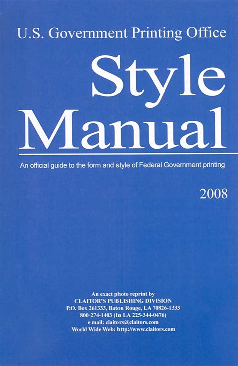U s government printing office style manual an official guide. - Manuale del carrello elevatore elettrico komatsu 25.