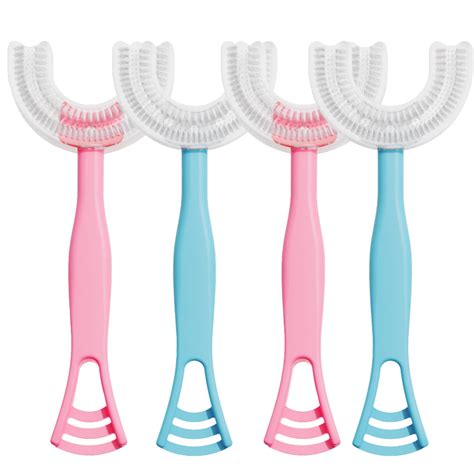 U shaped toothbrush. Tusiwit U shaped toothbrush kids series is designed for age 2-6 years and 6-12 years. Food-grade silicone brush head is safe and odorless. Dustproof independent storage box. The bottom suction cup design allows the toothbrush to stand without getting dirty on the ground. 