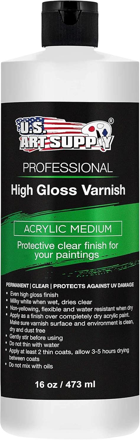 U.S. Art Supply 16 oz High Gloss Varnish for Acrylic Paintings - Clear ... - balustradellc