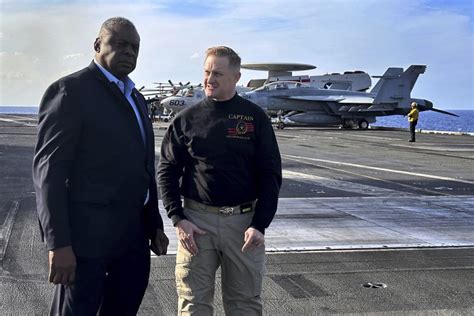 U.S. Defense Secretary Lloyd Austin makes unannounced visit to USS Gerald R Ford aircraft carrier