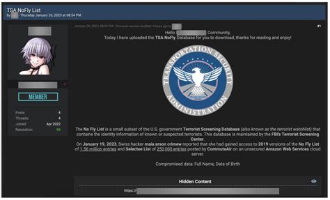 U.S. No Fly List Shared on a Hacking Forum, Government …