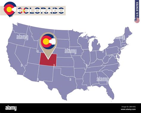 U.S. State of Colorado on the Map on a Blue Background Stock