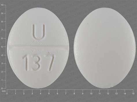 U137 pill. Clonidine Hydrochloride by Unichem Pharmaceuticals (usa), Inc. is a white oval tablet about 10 mm in size, imprinted with u;137. The product is a human prescription drug with active ingredient (s) clonidine hydrochloride. Clonidine Hydrochloride Active Ingredient (s): Clonidine Hydrochloride Inactive Ingredient (s): 
