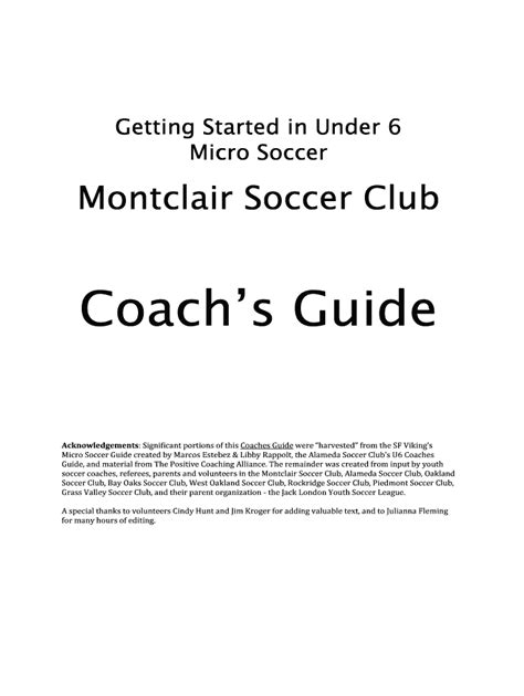 U6 coach guide montclair soccer club. - Biologia marina e tecnica della pesca ....
