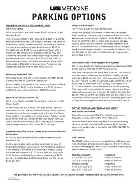 UAB Hospital Parking Options and Map PDF Hospital Medicine