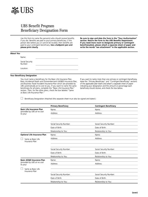 UBS Beneficiary Designation Form 20012022 Fill and Sign Printable