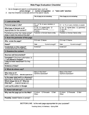 UC Berkeley Library Web Page Evaluation Checklist 20082021 Fill and Sign Printable Template