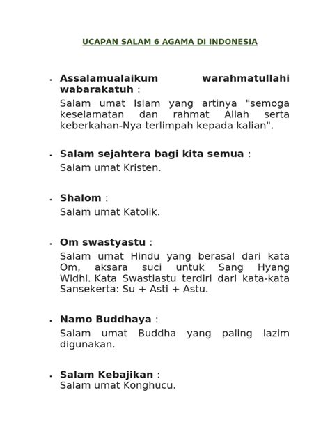 Ucapan Salam Semua Agama dan Maknanya - balustradellc