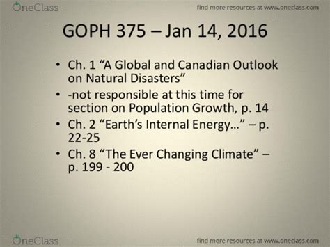 UCalgary - GOPH 375 - Natural Disaster & Earth Phenoma