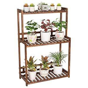 Ufine 3 Tier Wood Plant Stand Vertical Plant Dislay Shelf Indoor ... - raincitystudios.com