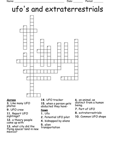 UFO pilots (3) Crossword Clue Wordplays.com