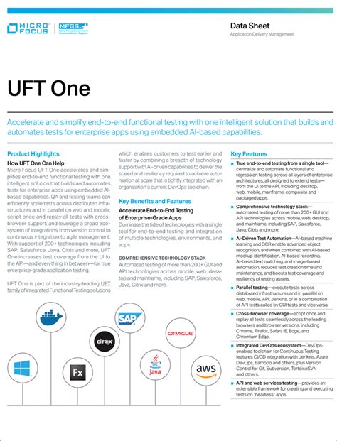 UFT One Data Sheet