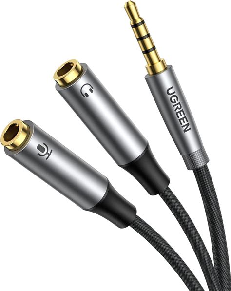 Ugreen Headphone Splitter Cable with Mic - White - كابل - balustradellc