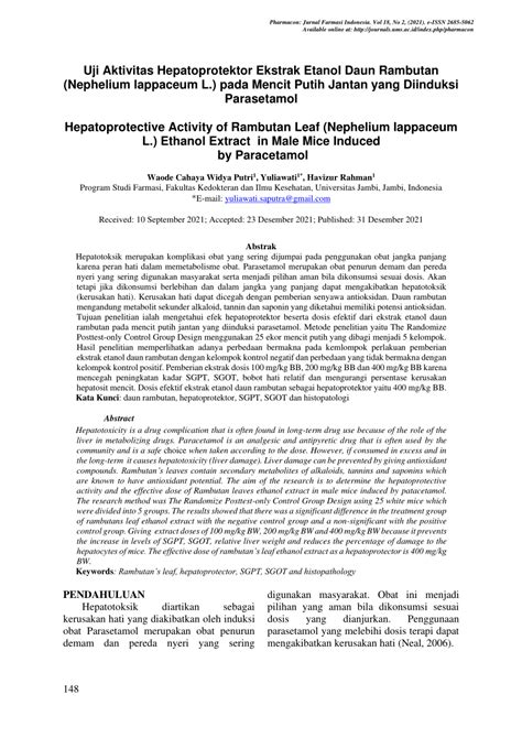 Uji Aktivitas Hepatoprotektor Ekstrak Etanol Daun Rambutan ... - UMS - wintechmobiles.com