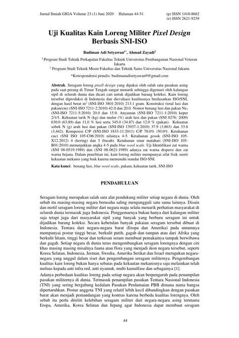 Uji Kualitas Kain Loreng Militer Pixel Design Berbasis SNI-ISO - balustradellc