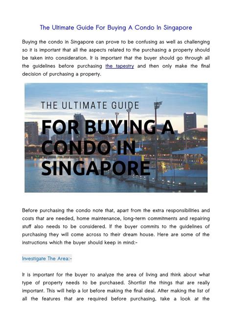 Ultimate Guide to Buying a New Condo in Singapore - balustradellc