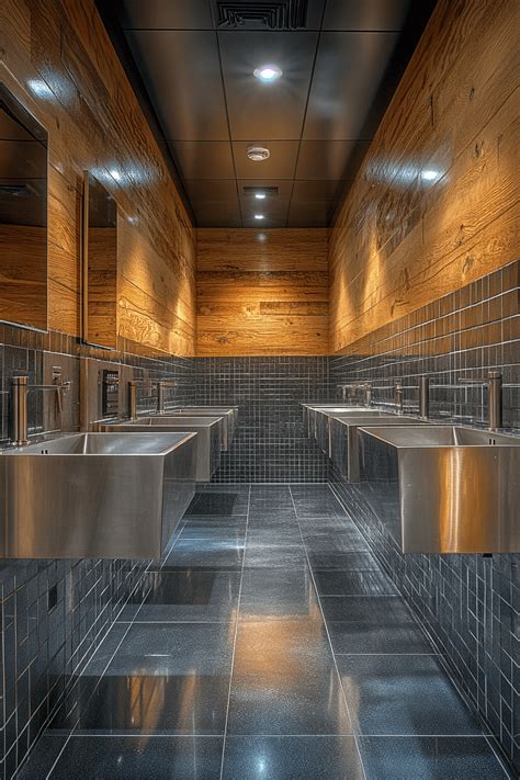 ultra realistic architectural render of an industrial public restroom ... - balustradellc