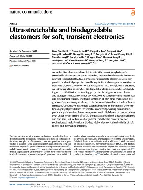 Ultra-stretchable and biodegradable elastomers for soft ... - Nature - wintechmobiles.com
