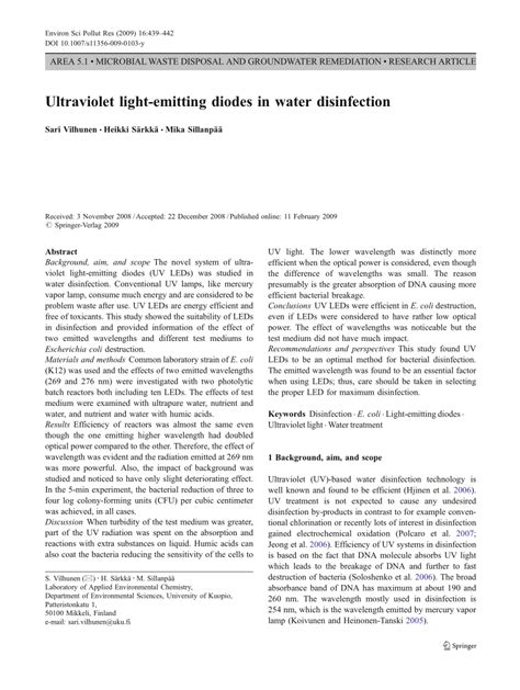 Ultraviolet light-emitting diode technologies in water disinfection - raincitystudios.com