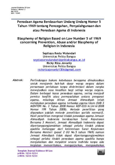 UNDANG UNDANG PENODAAN AGAMA - Direktori Putusan - balustradellc