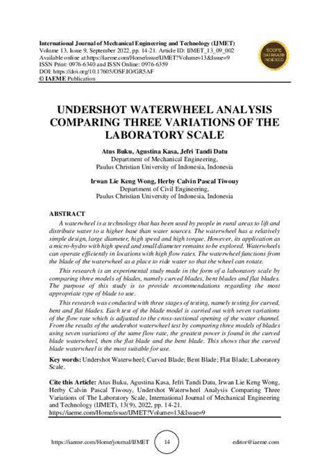 Undershot Waterwheel Analysis Comparing Three Variations of the ... - raincitystudios.com