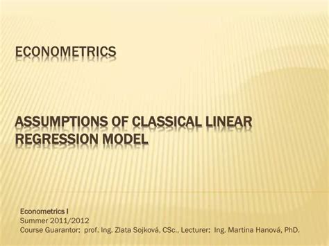 Understanding Classical Linear Regression Model in Econometrics ... - wintechmobiles.com