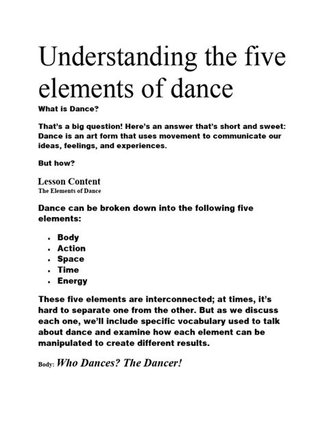 Understanding Dance Appreciation | PDF | Dances - muktibox.com