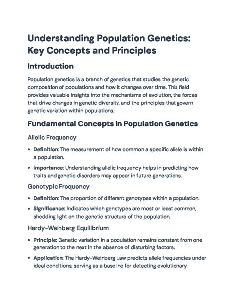 Understanding Population Genetics: Key Concepts and Models - muktibox.com