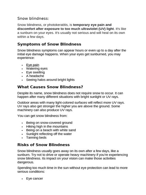 Understanding Snow Blindness: Causes, Symptoms, … - balustradellc