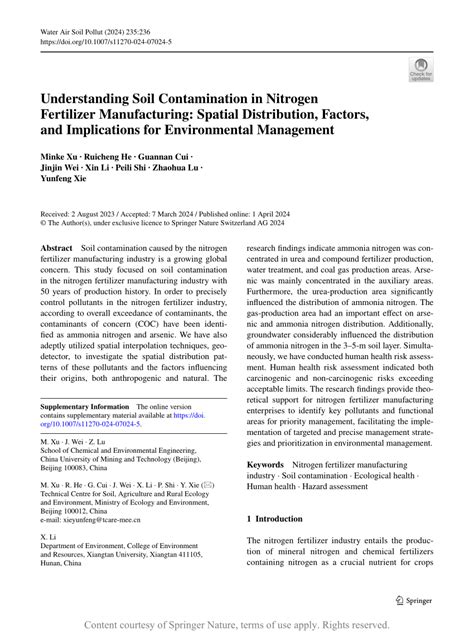 Understanding Soil Contamination in Nitrogen Fertilizer ... - Springer - wintechmobiles.com