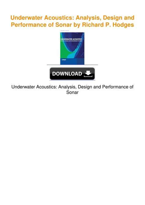 Underwater Acoustics: Analysis, Design and Performance of Sonar - raincitystudios.com