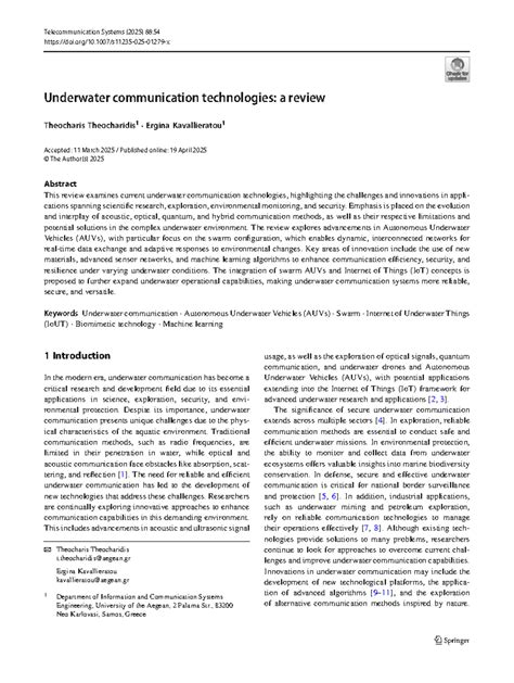 Underwater communication technologies: a review - Springer - raincitystudios.com