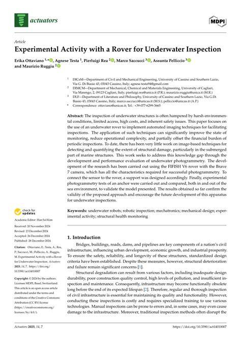 Underwater Inspection: Design Issues and Experimental Activity with a ... - raincitystudios.com