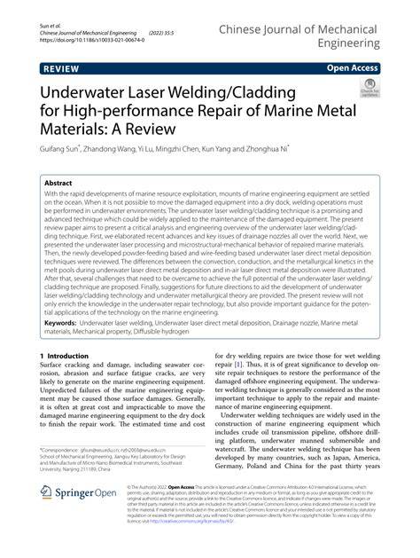 Underwater Laser Welding/Cladding for High-performance ... - Springer - raincitystudios.com